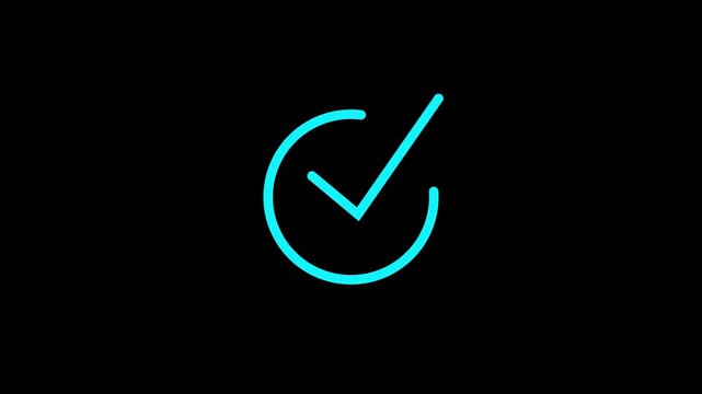 2d animation 4k checkmark, succesfully done animation in 4k video, green check mark icon animation, alpha channe