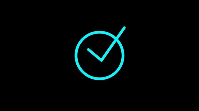 2d animation 4k checkmark, succesfully done animation in 4k video, green check mark icon animation, alpha channe