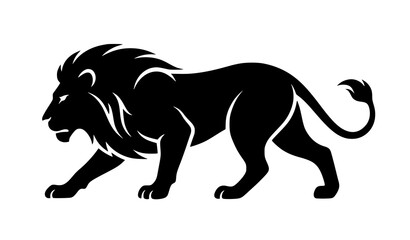 Stalking lion silhouette powerful animal vector illustration isolated on white background © MdRabbi