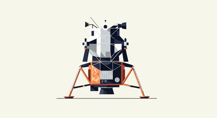 Geometric Lunar Lander Illustration - Space Exploration Concept © Tora