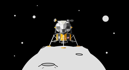 Lunar Lander on Moon Surface, Space Exploration, Futuristic Design © Tora
