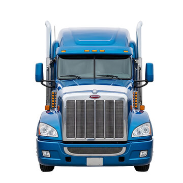 Blue Truck Front View Isolated on White