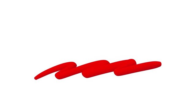 Thick red wavy line drawing on white. Animated underline stroke for text emphasis, motion graphics element