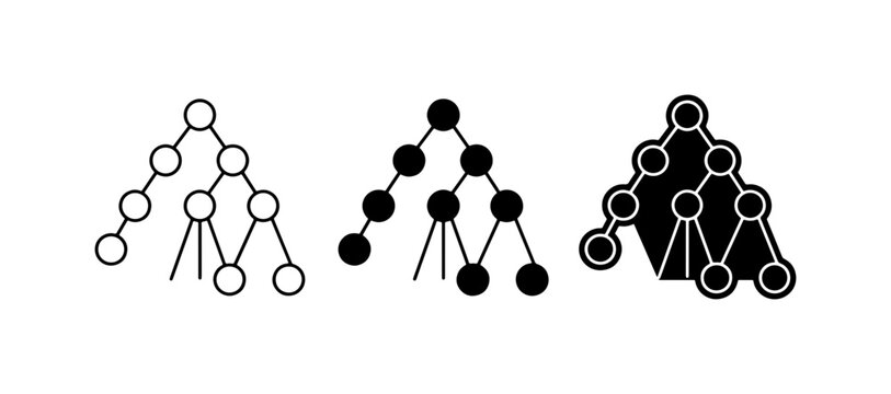 Data Structure Icons: Binary Tree, Abstract Algorithm Visualization, Network Node Diagram, Computer Science Concepts