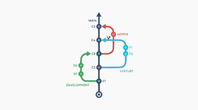 Git Branching Visualization: This illustration shows the branching and merging operations within a version control system.