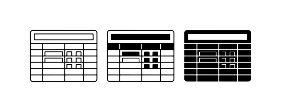 Calculator Icons, Financial Data Display, Digital Calculation Tools, Business Finance Vector Set