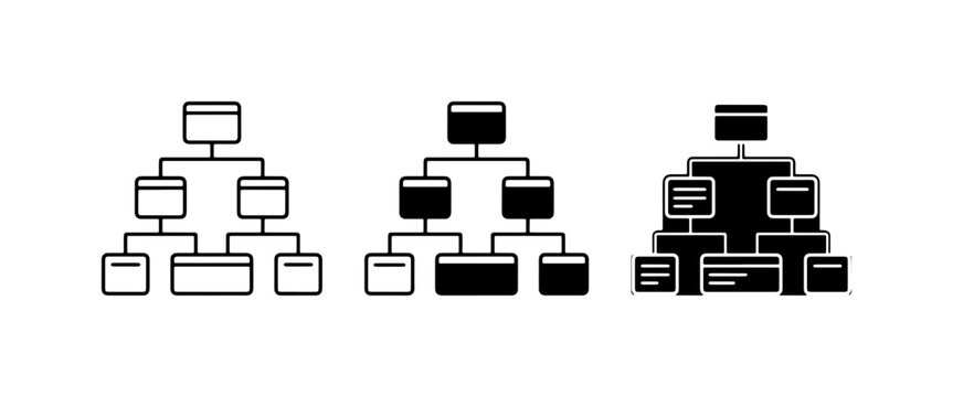 Organizational Chart Icons, Hierarchy Diagrams, Business Structure Flowcharts, 3 Vector Styles
