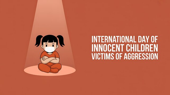 Sad child wearing mask, international day of innocent children victims of aggression