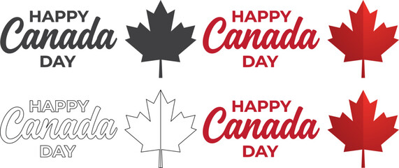 Happy canada day silhouette greeting cards with maple leafs © IMRAN
