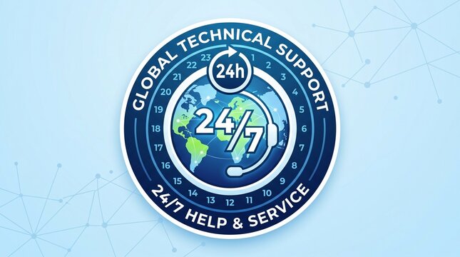 Global Technical Support and 24/7 Customer Service Emblem