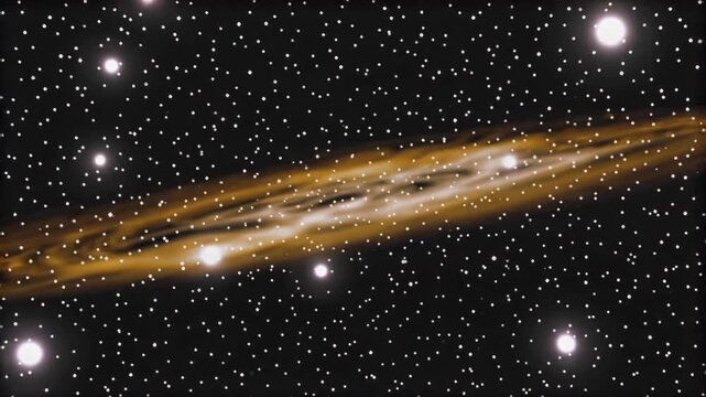 Colorful luminous nebula with distant star clusters