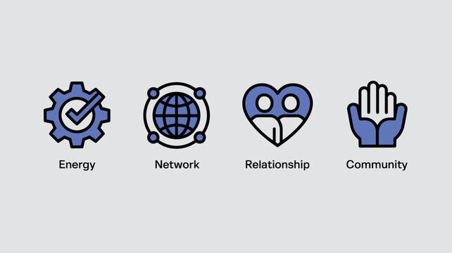Four Business Icon Collection Minimalist Vector Graphics for Infographics and Financial Data Visualization