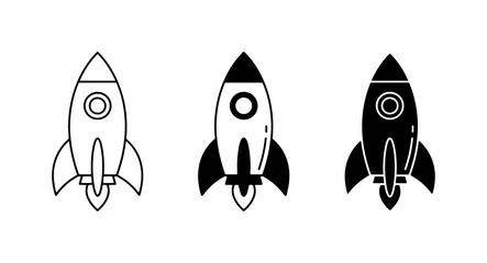 Rocket Ship Icons, Space Exploration Vector Set, Sci-Fi Launch Symbols, Futuristic Spacecraft Graphics © Tanvir