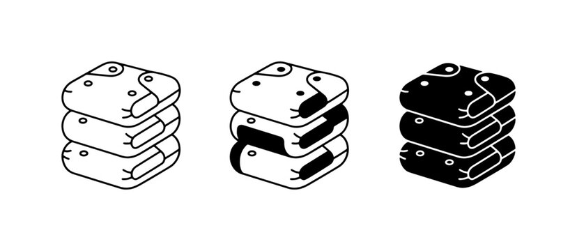 Stacked Cloth Diapers, Baby Care Icons, Reusable Diaper Set, Eco-Friendly Baby Essentials, Clean Laundry Collection