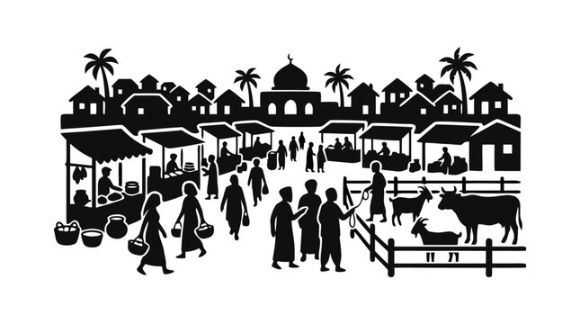 Set of wedding vector icons featuring a romantic couple and family silhouettes in a cartoon art design celebrating love in New York or Paris