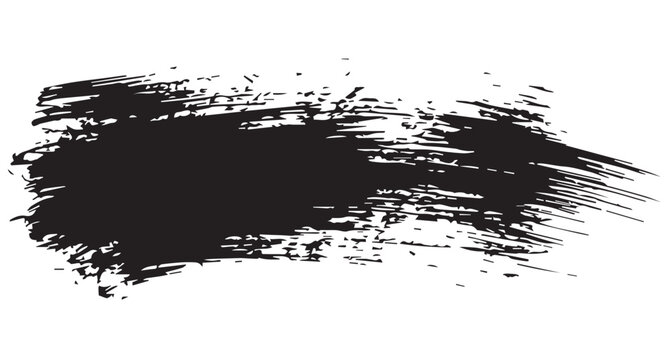 Abstract Dry Brush Stroke Vector, Rough Grunge Paint Smear Black Ink Isolated