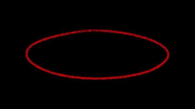 Hand-drawn red ellipse circle animation loop on black background, for overlay and emphasis