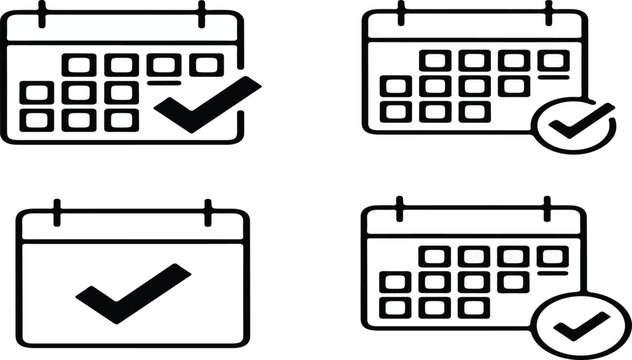 Checkmark calendar icon for schedules, plans, and reservations.eps