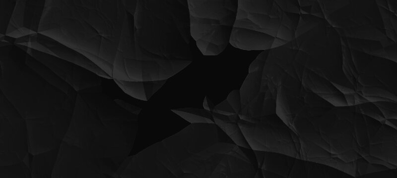 Abstract cracks crumpled paper texture Dark charcoal gray abstract background with dramatic, sweeping creases and large, profound folds, crafting a sophisticated and mysterious visual appeal.