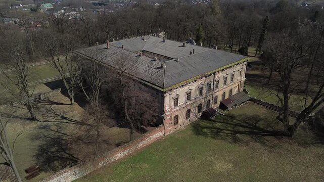 Aerial flight in Spring, Pilica Palace drom drone