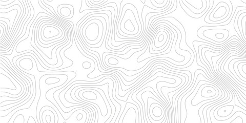 Abstract black and white topographic contour pattern featuring flowing terrain curves and wavy lines that resemble wood grain or fingerprint textures in a clean modern map style design. © Hasan