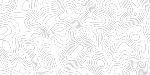Abstract black and white topographic contour pattern featuring flowing terrain curves and wavy lines that resemble wood grain or fingerprint textures in a clean modern map style design. © Hasan