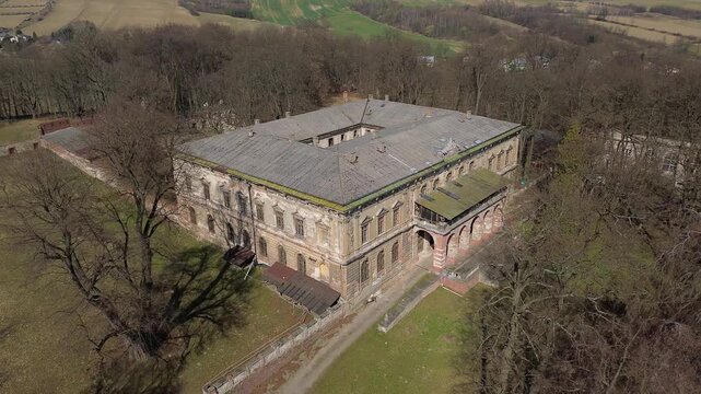 Aerial flight in Spring, Pilica Palace drom drone