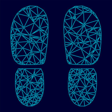 Traces the heels of shoes low poly triangulation triangulated polygonal electric cyan blue vibrant aqua neon color vector illustration image outline contour line