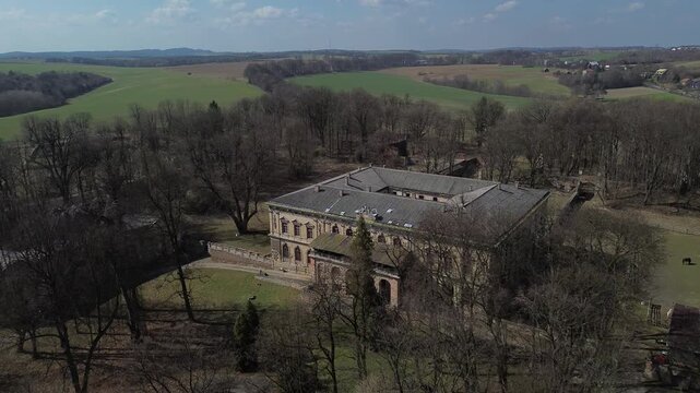 Aerial flight in Spring, Pilica Palace drom drone