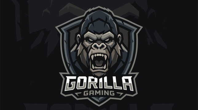Gorilla gaming logo with shield emblem.