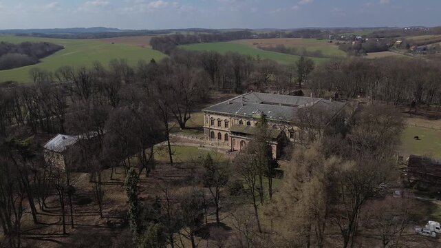 Aerial flight in Spring, Pilica Palace drom drone