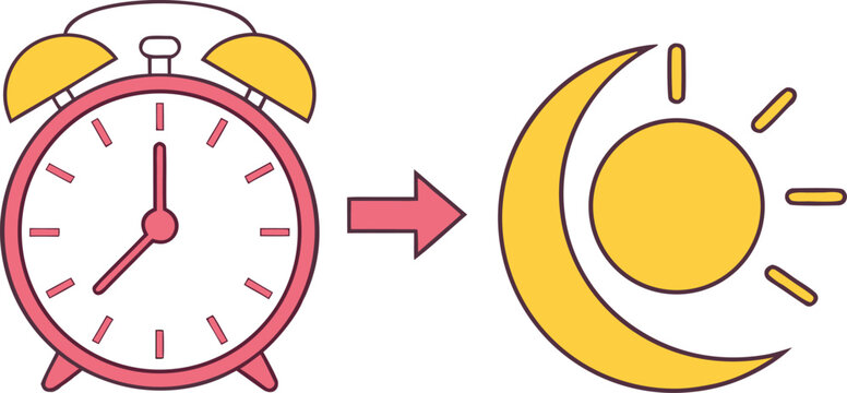 Of clock transitioning to sunrise, daylight saving time concept hour hand minute hand