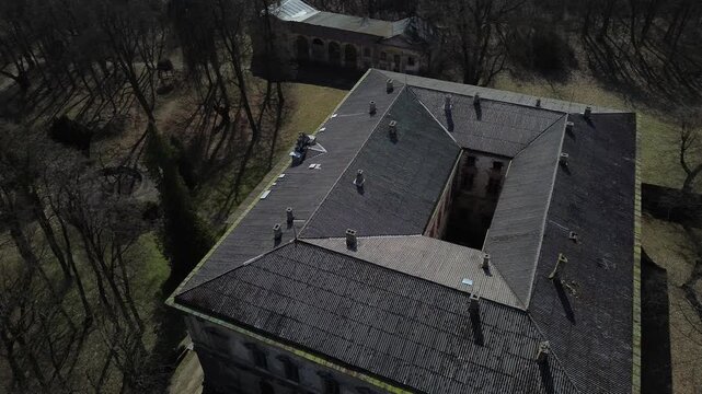 Aerial flight in Spring, Pilica Palace drom drone