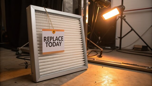 Air Filter Replacement Reminder with Workshop Setup and Lighting