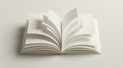 Fototapeta premium Open blank book with pages turning on a light background for creative projects