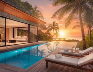 Obraz premium Luxury Tropical Modern Villa In Paradise