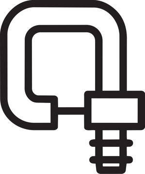 Simple c-clamp tool icon for construction and repair work