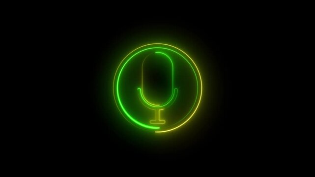 Voice recording podcast mic microphone button icon animation.
