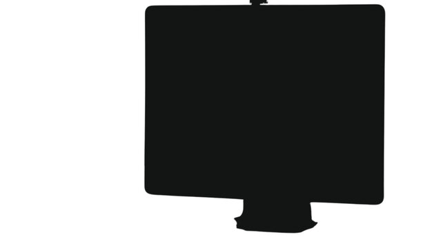 Black computer monitor with a blank screen against a clean white background, ready for a mockup.