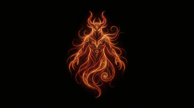 Flaming Demon Creature Fantasy Artwork Design.