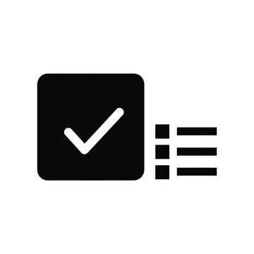 Minimalist Checkmark Icon with Hamburger Menu Symbol in Monochrome Style