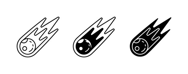Meteorite Icons, Falling Space Rock Illustrations, Cosmic Event Vector Graphics, Celestial Body Symbols © Zubair