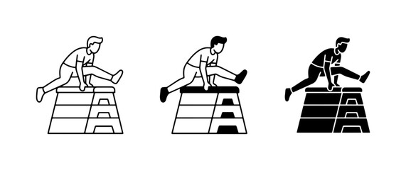 Gymnastics Vault Icons, Sports Training Figures, Athlete Exercise Vector Set, Fitness Activity Illustrations © MdShakawat