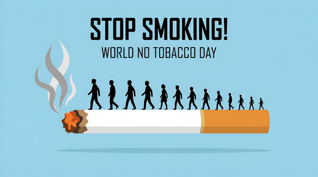 Anti-smoking graphic for World No Tobacco Day showing human evolution
