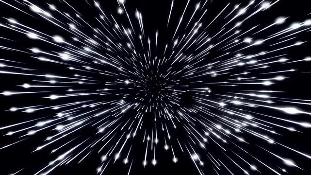 Colorful fireworks bursting in the night sky on black tech animation video background