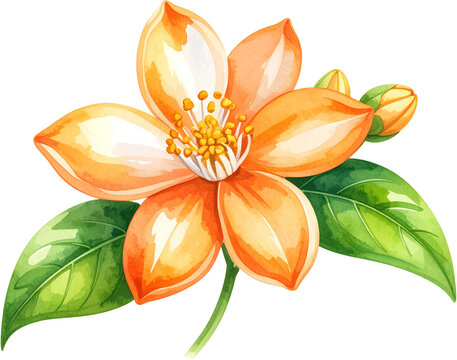 Watercolor Orange Jasmine Flower illustration