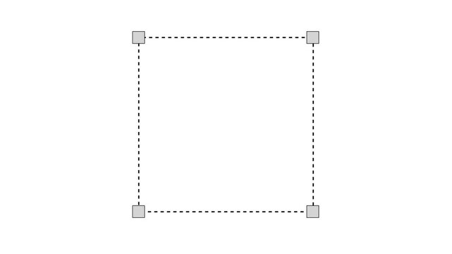 Dotted line squared shaped frame element for text and objects smooth motion video