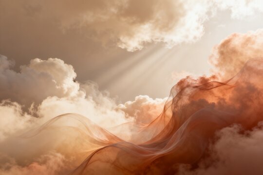 Sunlight streaming through swirling clouds