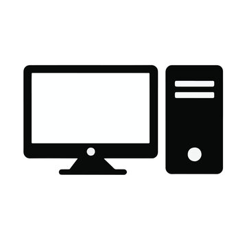Icon of desktop computer and tower monitor screen