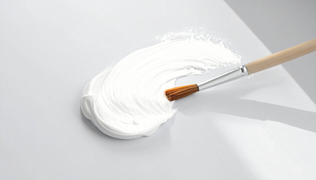 Paintbrush and white paint smear